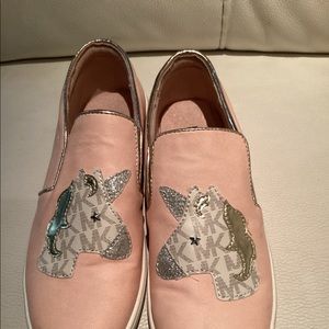 Michael Kors pink MK perforated slip on sneakers VGUC size 13